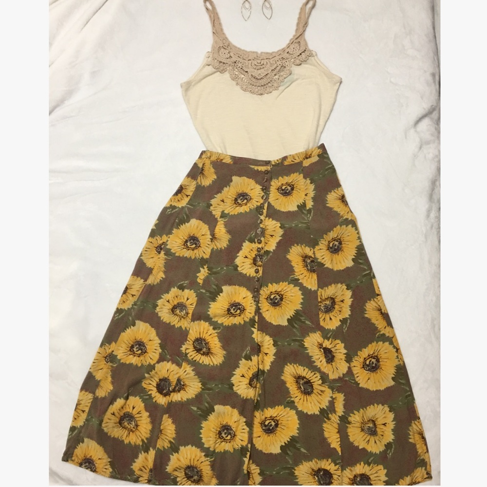 Sunflower Button down Maxi Skirt